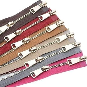 Nr. 5 Zip Metal Light Gold Tooth high-end jas Leren Iron Rits Dubbele kop(Red)