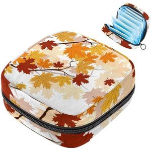 MUOOUM Thanksgiving Herfst Bladeren (2) Maandverband Opbergtas Menstruatie Pad Tas Draagbare Menstruatie Cup Pouch met Rits voor Tiener Meisjes Vrouwen Dames