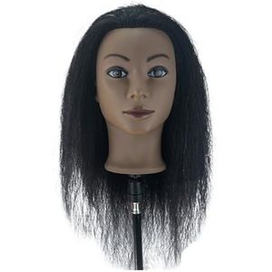 Afro-mannequinhoofden for het vlechten van Maniquí-haarpoppen, echte mensentrainingskapsalonmodel, natuurlijke haarverzorgingsset for vrouwen, pruiken(Only head 5)