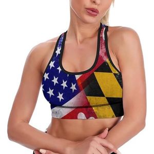 Vintage USA En Maryland State Flag Vrouwen Tank Top Sport BH Yoga Workout Vest Atletische BH's