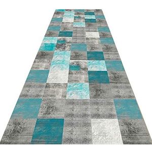 Non Slip Runner Rug Living Room Accent Farmhouse Runner Rug Modern Hallway Runner Carpet Gray & Blue Trellis Design, Area Rug (Size : 80x450cm)