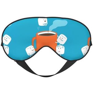 Leuke Marshmallow Warme Chocolade Unisex Elastische Verstelbare Gesp Ontwerp Verduisterend Slaap Oogmasker voor Thuis Reizen Yoga Kantoor Nap
