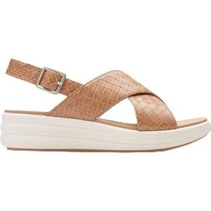 Clarks Dames Drift Sun Wedge Sandaal, Warm Beige Synthetisch, 8 UK, Warm Beige Synthetisch, 42 EU