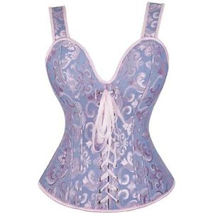 TIYGHI Korsetten voor dames met bandjes voor dames zwart overbuste korset grote maat jacquard vetersluiting korset rits top vintage korset bustier (kleur: 6806-blauw, maat: 4XL)