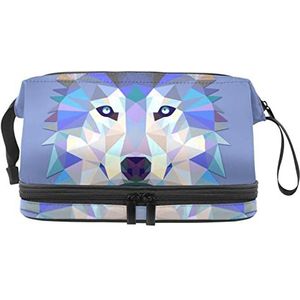 Grote capaciteit reizen cosmetische tas,Kleurrijke driehoek Wolf Head-01, make-up tas, waterdichte make-up tas organisator, Meerkleurig, 27x15x14 cm/10.6x5.9x5.5 in