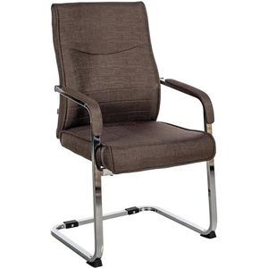 CLP Cantilever Hobart Bezoekersstoel, stoffen of kunstlederen bekleding, chromen frame en gevoerde armleuningen, ergonomische schommelstoel, kleur: bruin, materiaal: stof