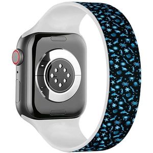 Solo Loop band compatibel met alle series Apple Watch 38/40/41mm (Vecrtor Ocean Set Schattig Blauw) Stretchy Siliconen Band Strap Accessoire, Siliconen, Geen edelsteen