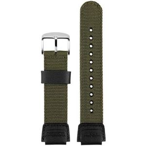 AJASMKLX Nylon Horlogeband Fit for CASIO A1200 AE1300 A158 A159 W-216H A158 F91W AQ230/700 Kleine Vierkante Zilveren Blok 18mm Legergroen mannen Band(Army Green silver)