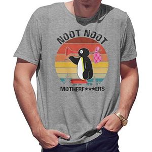 Noot Noot Retro Motherf T-shirt voor heren, grijs, XXL