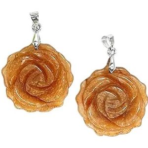 25mm Rose Flower Hanger Natuurlijke Genezing Kristalsteen Kettingen Kralen Voor Energie Amulet Sieraden Maken Accessoire DIY Geschenken-Oranje Aventurijn-1 Stuks