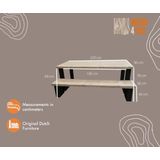 Wood4you - New England combideal Eettafel + Bankje - Tafel - Keukentafel - Industrieel - 220/90 cm
