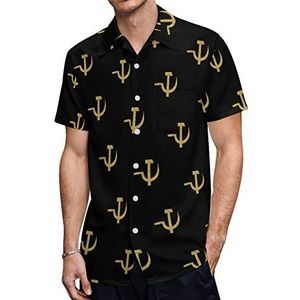 Hammer And Sickle USSR Hawaiiaanse shirts voor heren, korte mouwen, casual overhemd met knopen, vakantie, strandshirts, 4XL