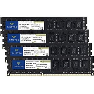Timetec 16GB KIT(4x4GB) DDR3L/DDR3 1600MHz PC3L-12800/PC3-12800 Niet-ECC Niet-gebufferd 1,35V/1,5V CL11 2Rx8 Dubbele Rang 240-pins UDIMM Desktop PC Computer Geheugen RAM-module Upgrade