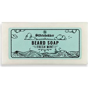 Störtebekker® Premium baardzeep Fresh Mint 80 g - vaste shampoo voor de dagelijkse baardverzorging - handgemaakte zeep voor zuinig schuim - veganistische baardzeep baardshampoo heren - voor baard en