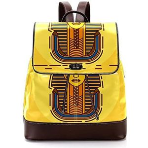 Gepersonaliseerde casual dagrugzak tas voor tiener vintage Egypte farao gele schooltassen boekentassen, Meerkleurig, 27x12.3x32cm, Rugzak Rugzakken