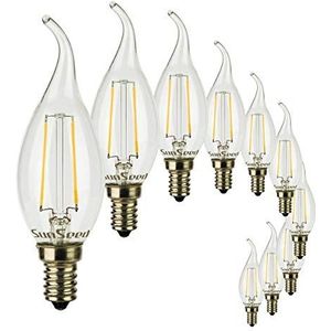 SUNSEED 10X GLOEIDRAAD LED VLAM LAMP E14 2W VERVANGT 25W WARM WIT 2700K