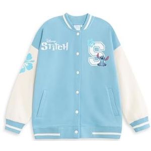 Disney Lilo en Stitch blauw bomberjack voor meisjes | Streetwear Varsity-jack met stiksels | Vrijetijdskleding met lange mouwen | Leuke cartoonkleding voor kinderen | Stekenmerchandise - 9-10 jaar