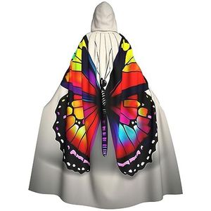 SSIMOO Kleurrijke vlinder patroon volwassen partij decoratieve cape,Volwassen Halloween Hooded Cloak,Cosplay Kostuum Cape