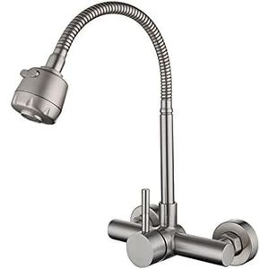 Kitchen Sink Mixer Taps Wall Mounted Kitchen Tap Mixer Brushed General 360° Rotatable Mixer Tap For Kitchen Sink Single Lever Tap
