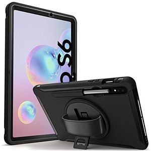 Karylax Beschermhoes voor Samsung Galaxy Tab S6 10.5 SM-T860, schokbestendig, geïntegreerde displaybescherming, voor- en achterkant met standaardfunctie (kleur zwart)