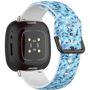 Sport-zachte band compatibel met Fitbit Sense/Sense 2 / Versa 4 / Versa 3 (luchtvaartpictogrammenset, blauw) siliconen armband accessoire