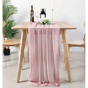 Chiffon Tafelloper Bruiloft Tafelloper 4 Stuks Chiffon Bruiloft Tafelloper, Stoel Sjerpen Gaas Pure Vintage Eetkamer Verjaardagsfeest FestivalCake Tafel Decor