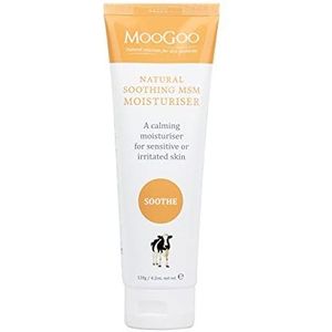 MooGoo Kalmerende MSM Moisturizer - Kalmerende gezichts- en lichaamscrème voor gevoelige, rode of door de zon verbrande, geïrriteerde huid, inclusief eczeem, psoriasis en rosacea 120g/4,2oz.