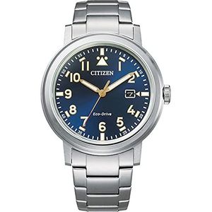 Citizen Heren analoog Eco-Drive horloge met roestvrij stalen armband AW1620-81E, zilver, Eén maat, armband