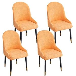 Eetkamerstoelhoes, eetkamerstoelhoezen, Eetkamerstoelhoezen spandex, stretchstoel hoes verwijderbare gebogen rugleuning stoelhoezen wasbare accentstoel hoes-oranje-set van 2(Color:Orange)