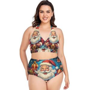 Baby Kerst Vader Vrouwen Bikini Sets Plus Size Badpak Twee Stukken Hoge Taille Strandkleding Meisjes Badpakken, Pop Fashon, XXL
