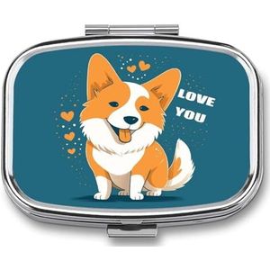 Corgi I Love You Pillendoosje Pil Case Leuke Pil Organizer Pil Houder Geneeskunde Pil Organizer Pil Container Dagelijkse Pil Organizer Kleine Pillendoos Pil Case voor Portemonnee Pocket