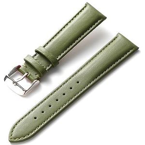 LUGEMA Horloge lederen band mannen en vrouwen zakelijke band rood bruin blauw 14mm 16mm 18mm 20mm 22mm 24mm lederen horloge accessoires (Color : Olive green, Size : 18mm)