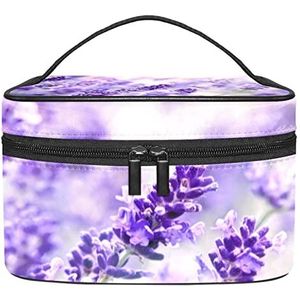Lavendel Bloem Mauve Paars (3) Make-up Organizer Bag, Reizen Make-up Tas Organizer Case Draagbare Cosmetische Tas voor Vrouwen en Meisjes Toiletartikelen, Meerkleurig, 22.5x15x13.8cm/8.9x5.9x5.4in