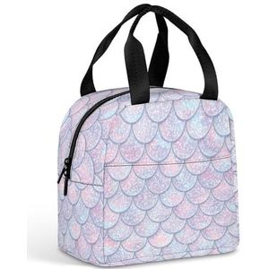 Glitter Visschubben Zeemeermin Staart Textuur Lunch Box Voor Vrouwen Mannen Geïsoleerde Lunch Tas Herbruikbare Lunch Tote Tas Lunch Container