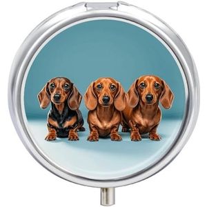 Drie Teckels Pil Doos Pil Case Pil Organizer Geneeskunde Pil Organizer Wekelijkse Pil Organizer Pil Houder Kleine Pil Case Pil Containers Pil Houder voor Portemonnee