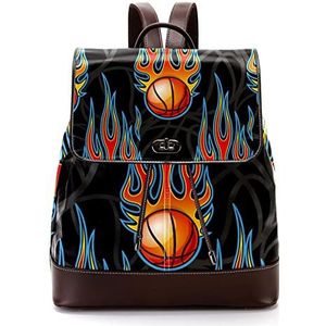 Gepersonaliseerde schooltassen boekentassen voor tiener brandende basketbal, Meerkleurig, 27x12.3x32cm, Rugzak Rugzakken