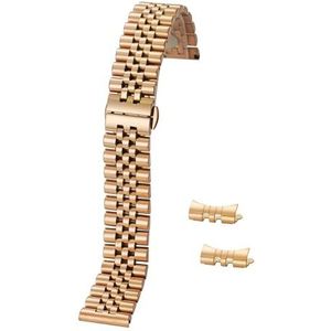 Jeniko 12/13/14/16/17/18/19/20/21/22mm Horlogeband Strap Rvs Horlogeband Armband Holle boog interface Met Tool Pins Vervangen (Color : Rose Gold, Size : 16mm)