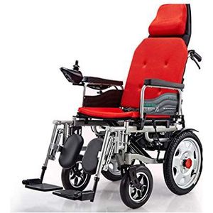 KAXGU Lichtgewicht Opvouwbare Elektrische Rolstoel, Zitten En Liggen 2 In 1 Elektrisch Vervoer Rolstoelstoel, Elektrische Rolstoelen Voor Volwassenen Ouderen, Rollator Rollator Met Stoel, Zwart/Rood