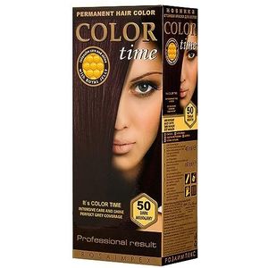 Color Time Permanente Haarkleur Gel | Verrijkt met koninginnengelei en vitamine C | Permanente Haarkleur | Kleur 50 Donker Mahonie | 100ML