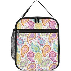 Kleurrijke Paisley Patroon Herbruikbare Lunch Bag Geïsoleerde Lunch Box Draagbare Koelere Zakken voor Mannen Vrouwen