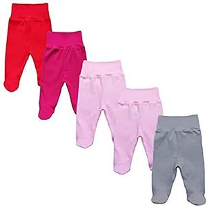 MEA BABY Uniseks babybroek met voet van 100% katoen in 5-pack. Babyromperbroek met voet. Babybroek met voet Jongens Babybroek met voet Meisjes, meisjes, 80