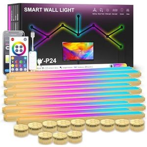 Afstandsbediening met 24 knoppen WIFI graffiti kleurrijke splicing speeltafel en omgevingslicht Bluetooth verbonden led sterrenbeeld quantum geluidssensor wandlamp (maat: 6 stuks)