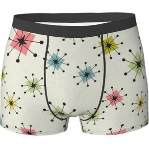 ZJYAGZX Atomic Stars Boxershorts voor heren, met patroonprint, comfortabele onderbroek, ademend, vochtafvoerend, Zwart, M