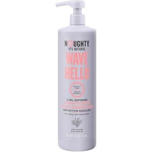 Noughty 97% Natural Wave Hello Curl Defining Conditioner, om krullen te verzorgen, zacht te maken en te definiëren, met zeewier extract en avocado-olie, sulfaatvrij, veganistische haarverzorging, 1 l