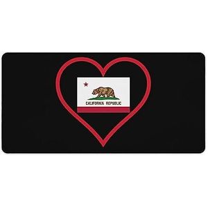 I Love California Rood Hart Bureaumat Grote Gaming Muismat Antislip Rubberen Basis Waterdichte Desktop Schrijven Pad Protector