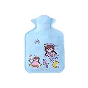 DieffematicRSD Warmwaterkruik Warmers Warmwaterkruik Rubberen tas Leuke cartoon Warme ontspannende veilige warmte Koude grote pluche doek Warmwaterzak (Color : Blue, Size : 150ml)