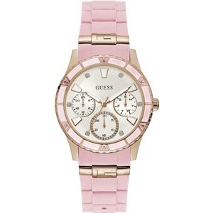 GUESS Dames analoog quartz horloge met siliconen band W1157L6, roze