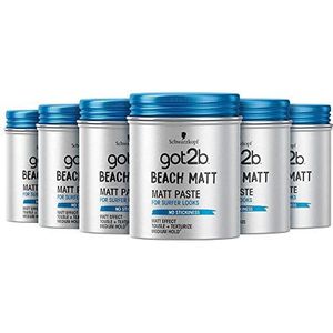 Schwarzkopf 6 x Schwarzkopf Got2b Beach Matt Surfer Look Matt Paste 100ml