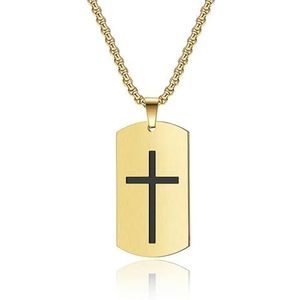 Jozua 1:9 Bijbel mannen ketting Dog Tag Cross hanger roestvrij staal schrift religieuze kettingen voor mannen man