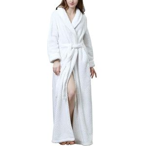 Badjas Kamerjas Dames Lang Gewaad Zacht Warm Fleece Pluche Badjas Nachtkleding Pyjama Huisjas Badjas Lichtgewicht(C,XL)